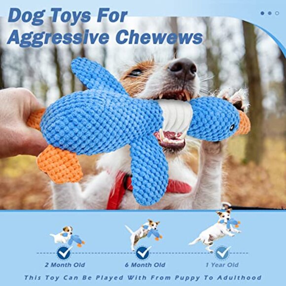 Indestructible Dog Chew Toy Plush Squeaky Crinkle Teething Puppy Play - Picture 4 of 7